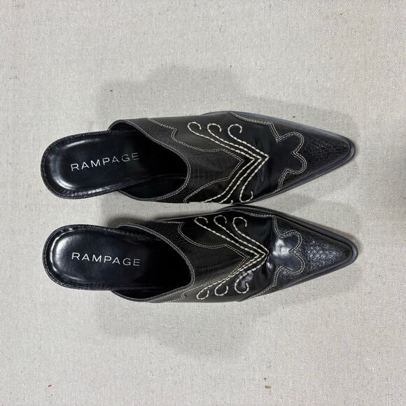 RAMPAGE BLACK WOMEN'S SIZE 9.5 RILLEY COWGIRL MULES SLIP-ON SHOES WESTERN - Picture 3 of 6